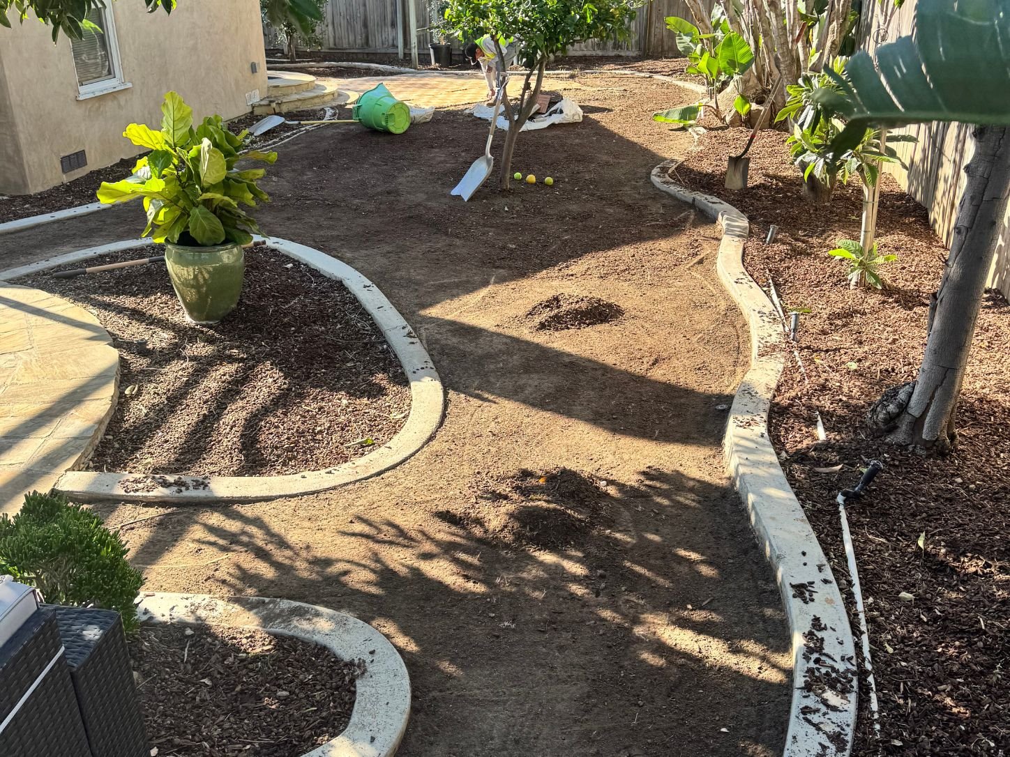 Lawn conversion and new sod installation in North Tustin, CA, before