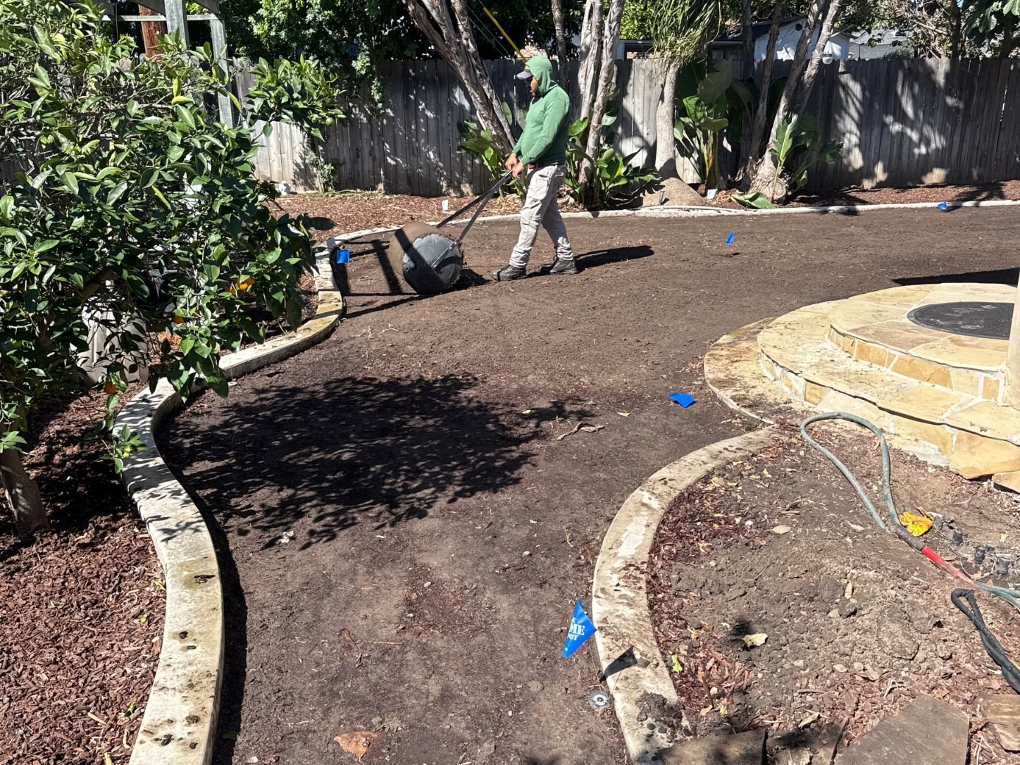 Lawn conversion and new sod installation in North Tustin, CA, before